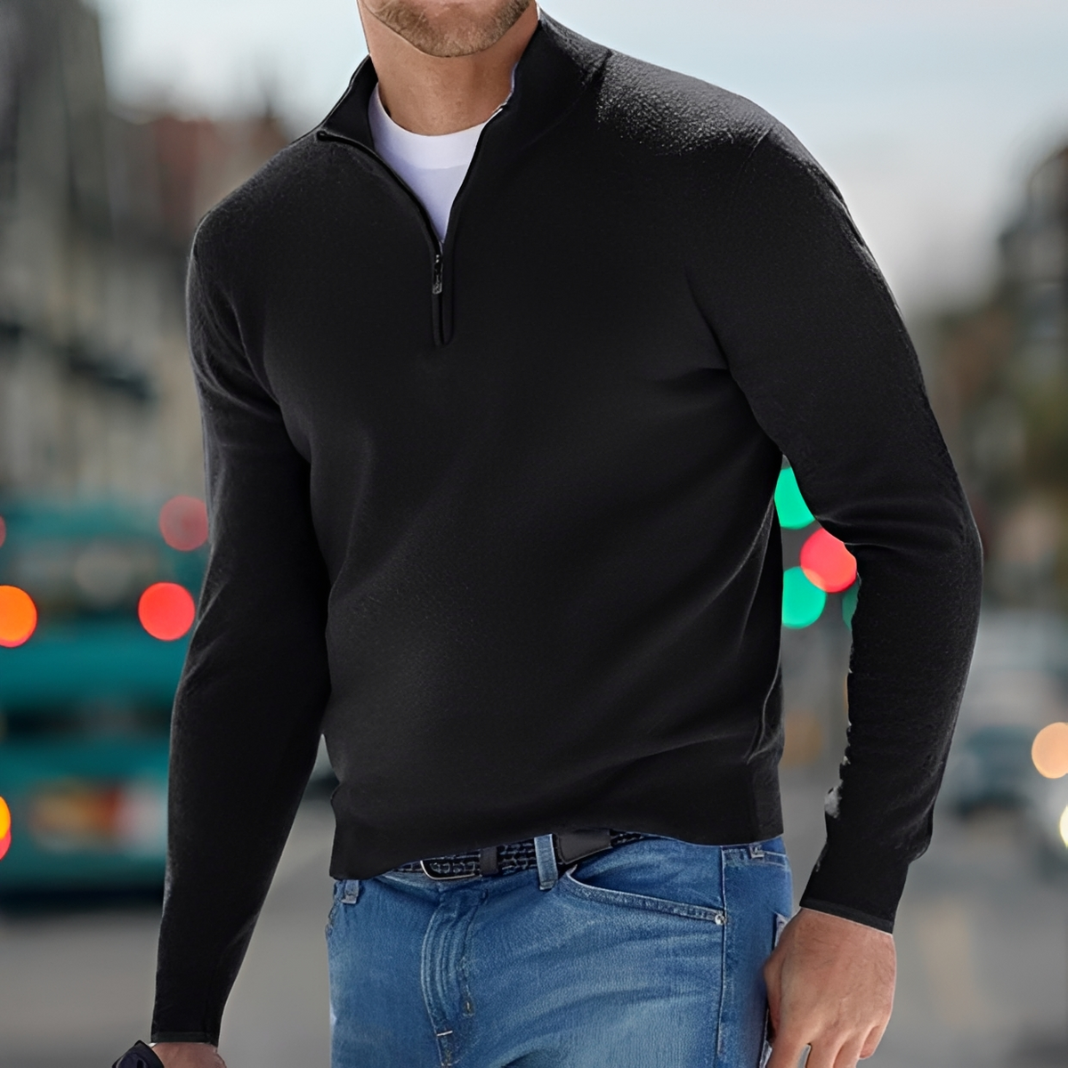 Carlo - Cozy sweater with half zipper