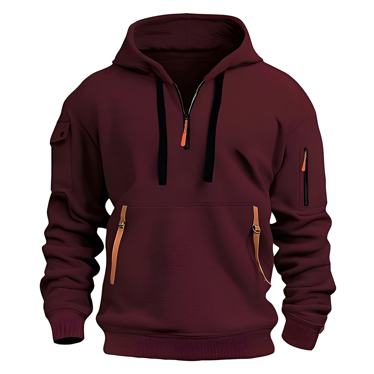 Norton - Robust hoodie with half zipper