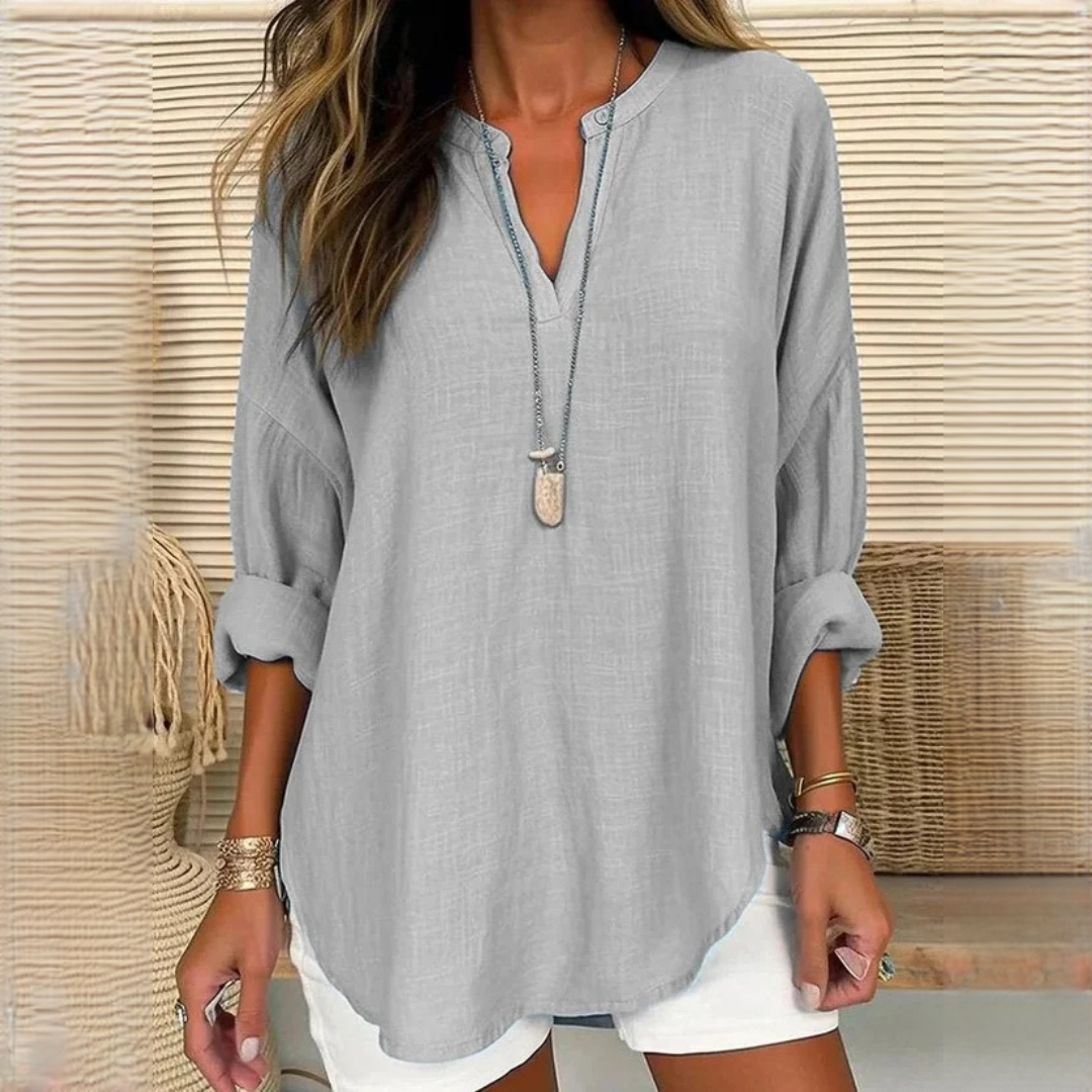 Eliza - Easygoing long-sleeve blouse with V-neck
