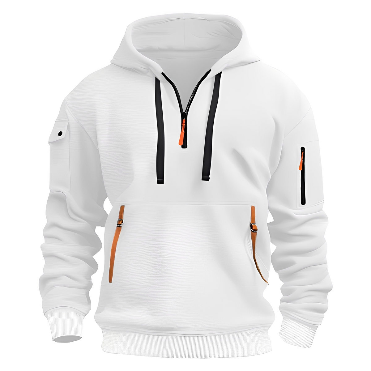 Norton - Robust hoodie with half zipper