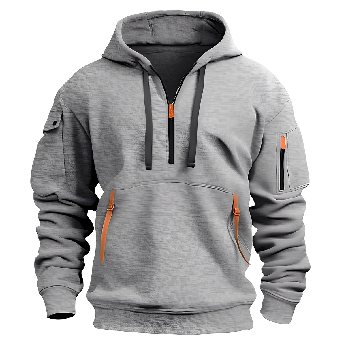 Norton - Robust hoodie with half zipper