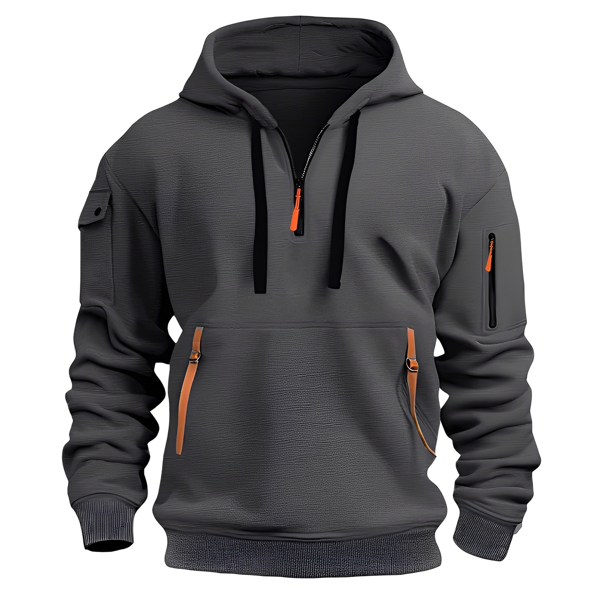 Norton - Robust hoodie with half zipper
