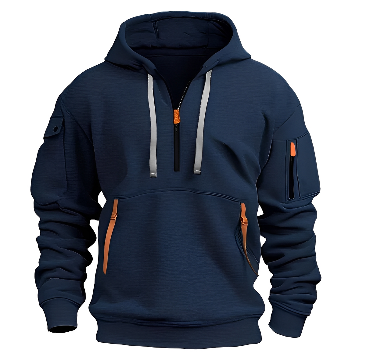 Norton - Robust hoodie with half zipper