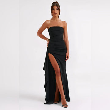Elena – Strapless maxi dress with slit