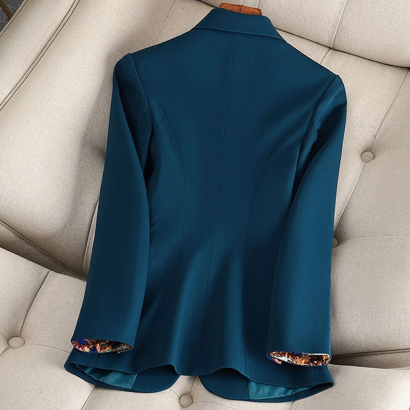 Women's Blazer with Single-Button Closure and Notched Lapel - Tailored Fit
