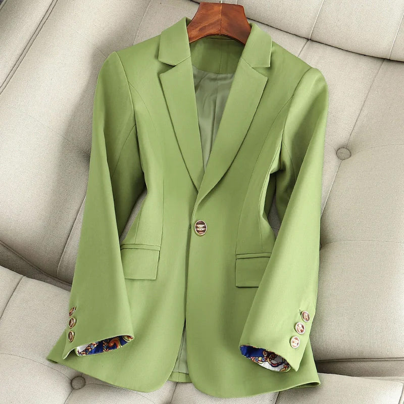 Women's Blazer with Single-Button Closure and Notched Lapel - Tailored Fit