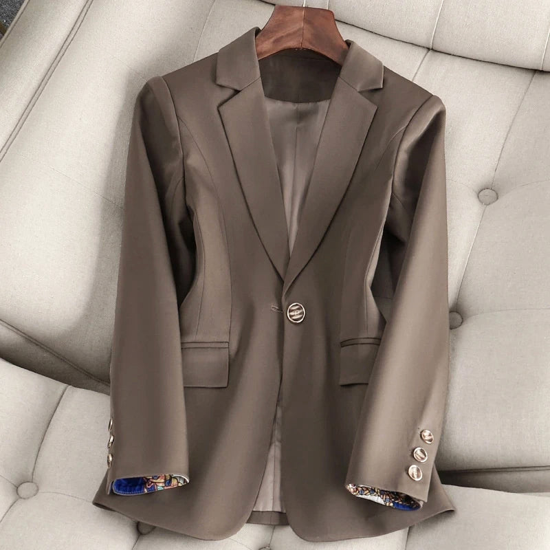 Women's Blazer with Single-Button Closure and Notched Lapel - Tailored Fit