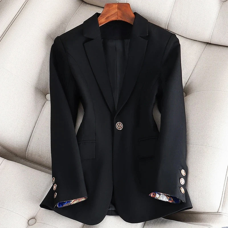 Women's Blazer with Single-Button Closure and Notched Lapel - Tailored Fit