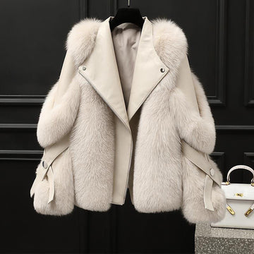 Women's jacket oversized collar zipper tailored fit statement outerwear