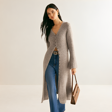 Women's dress V-neck button placket midi length loose fit