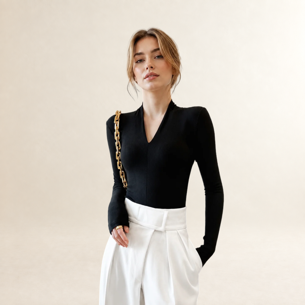 Women's long sleeve shirt V-neck regular fit slim silhouette