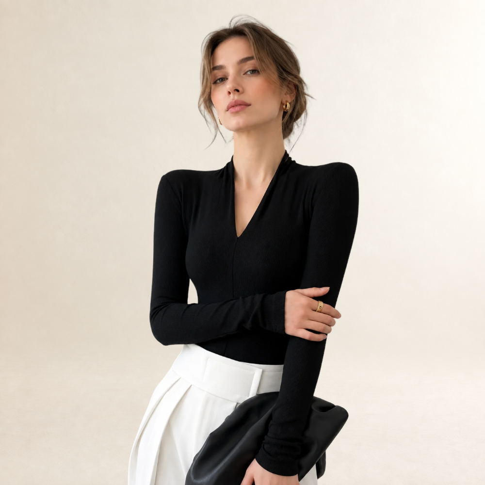 Women's long sleeve shirt V-neck regular fit slim silhouette