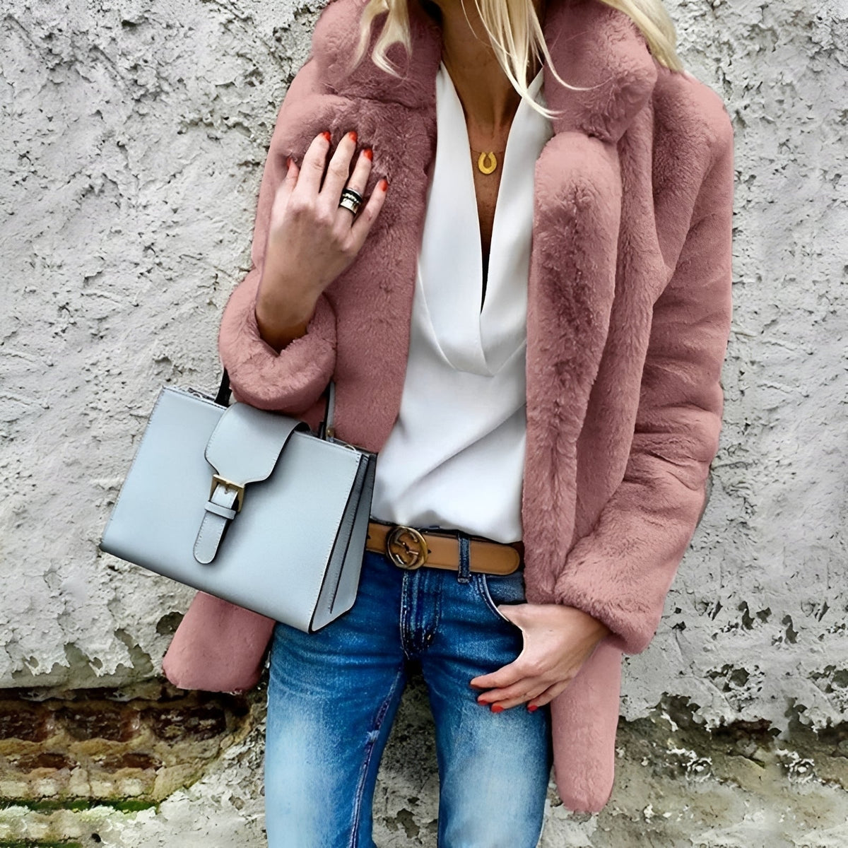 Women's Coat - Long Sleeve, Zipper, Relaxed Fit, Lapel Collar