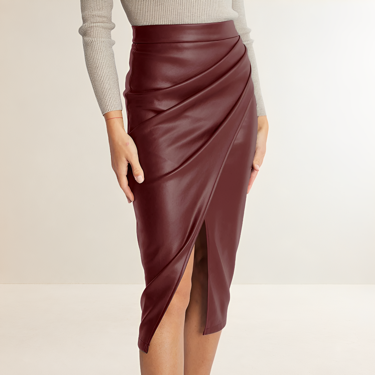 Women's midi skirt high waisted pleated design - regular fit