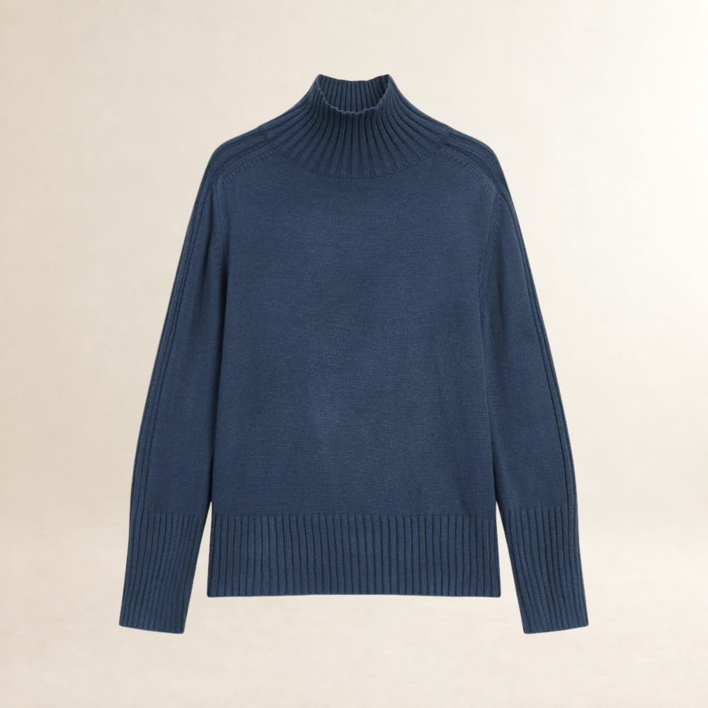 Women's turtleneck sweater long sleeve regular fit ribbed texture