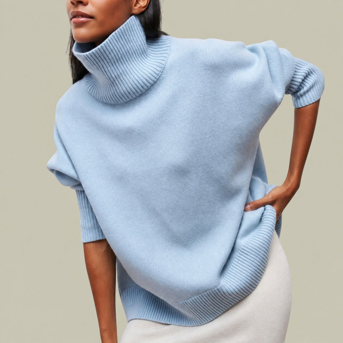 Women's Turtleneck Sweater with Turtleneck Relaxed Fit Oversized