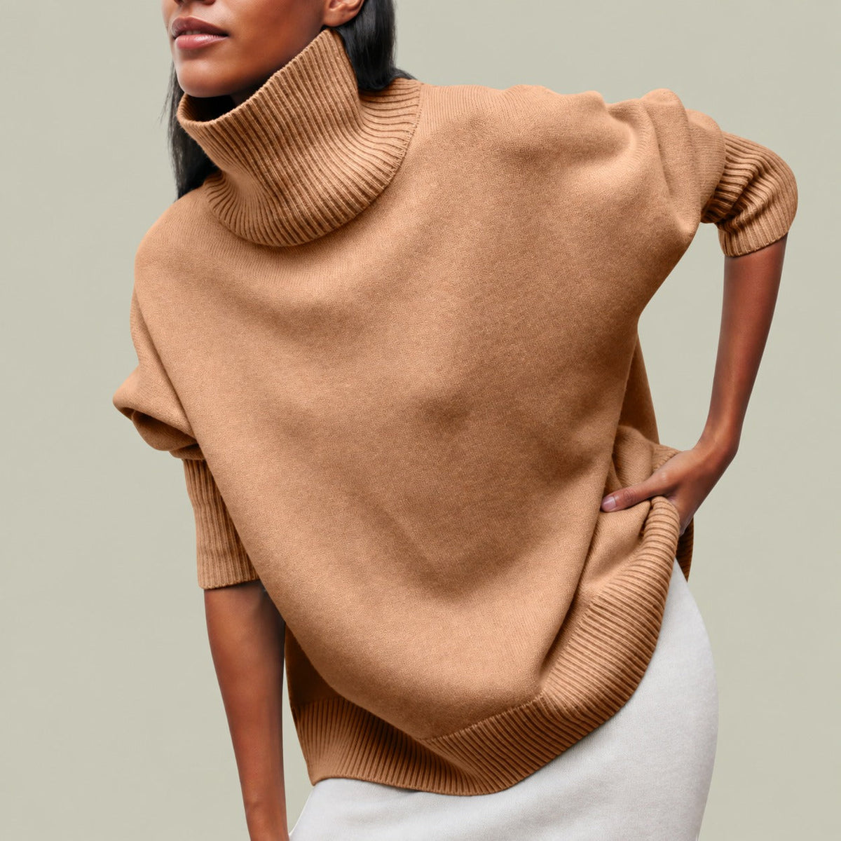 Women's Turtleneck Sweater with Turtleneck Relaxed Fit Oversized