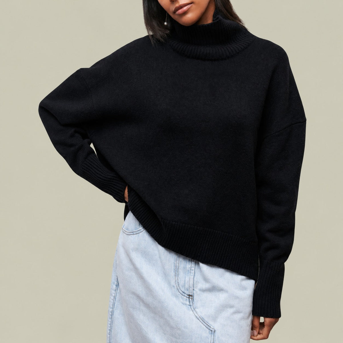 Women's Turtleneck Sweater with Turtleneck Relaxed Fit Oversized