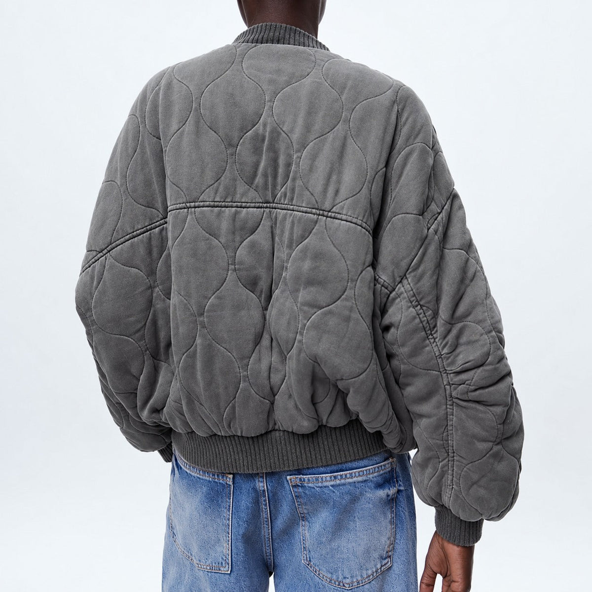 Women's Quilted Jacket - Oversized Fit with Snap Closure and Pockets
