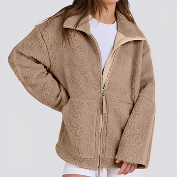 Women's Teddy Jacket - Oversized Fit with Zipper and Pockets