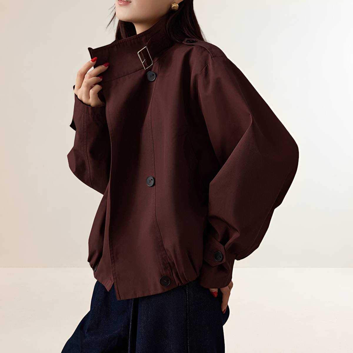 Women's trench coat oversized fit long sleeve - double-breasted