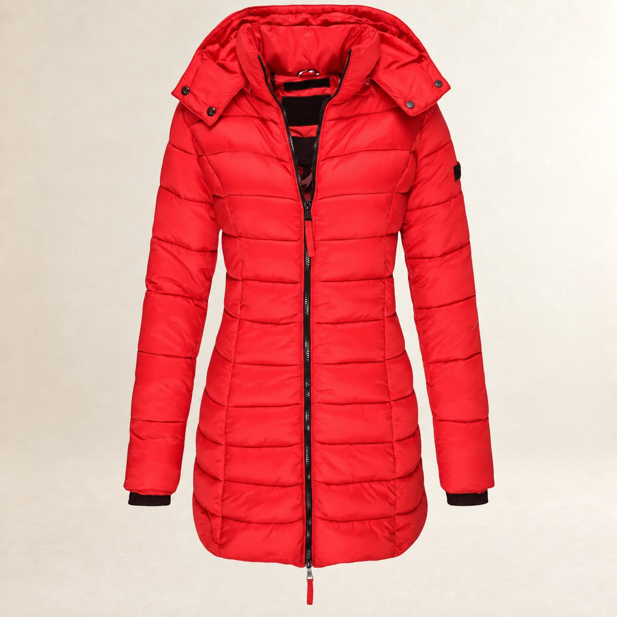 Women's Quilted Jacket with Hood - Lightweight, Zipper, Quilt Design