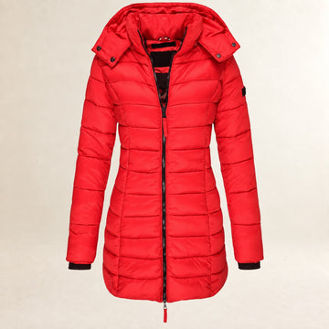 Women's Quilted Jacket with Hood - Lightweight, Zipper, Quilt Design