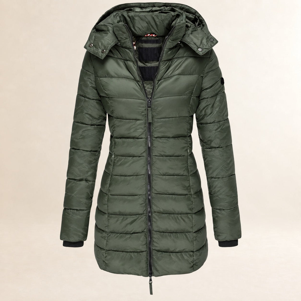 Women's Quilted Jacket with Hood - Lightweight, Zipper, Quilt Design