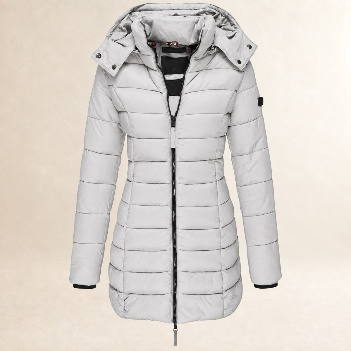 Women's Quilted Jacket with Hood - Lightweight, Zipper, Quilt Design