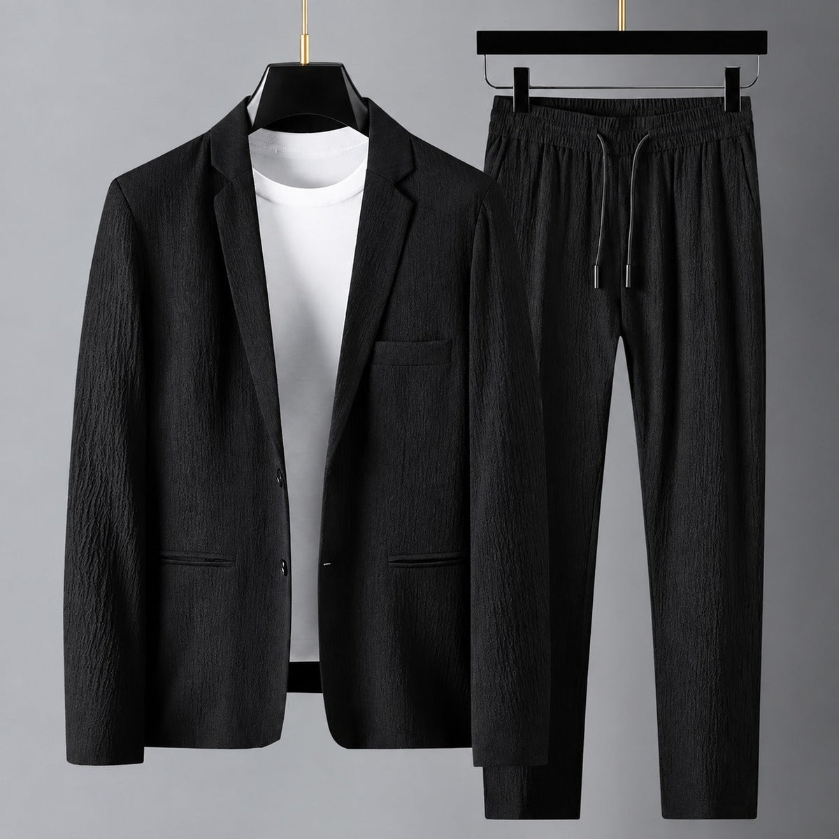 Men's Suit Set with Blazer and Jogging Pants - Relaxed Fit