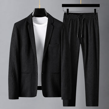 Men's Suit Set with Blazer and Jogging Pants - Relaxed Fit