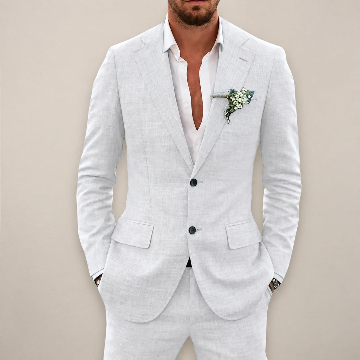 Men's Suit Set Two-Piece Blazer with Pants Single-Breasted Tailored Fit