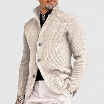 Men's Cardigan with Button Placket, Shawl Collar and Regular Cut