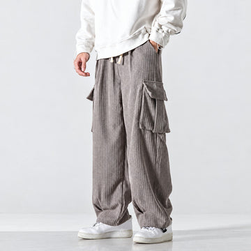 Men's Cargo Pants with Loose Fit Elastic Waist Side Pockets