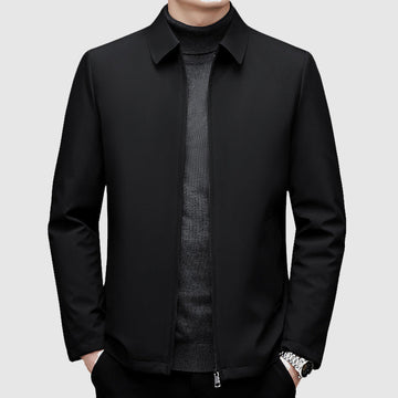 Men's Casual Jacket with Zipper and Polo Collar - Regular Fit