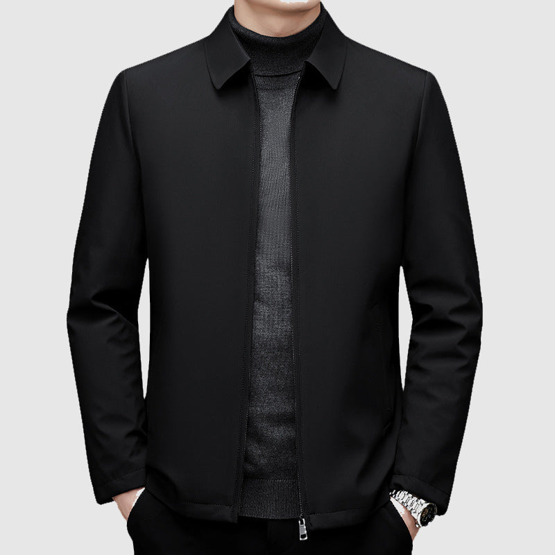 Men's Casual Jacket with Zipper and Polo Collar - Regular Fit