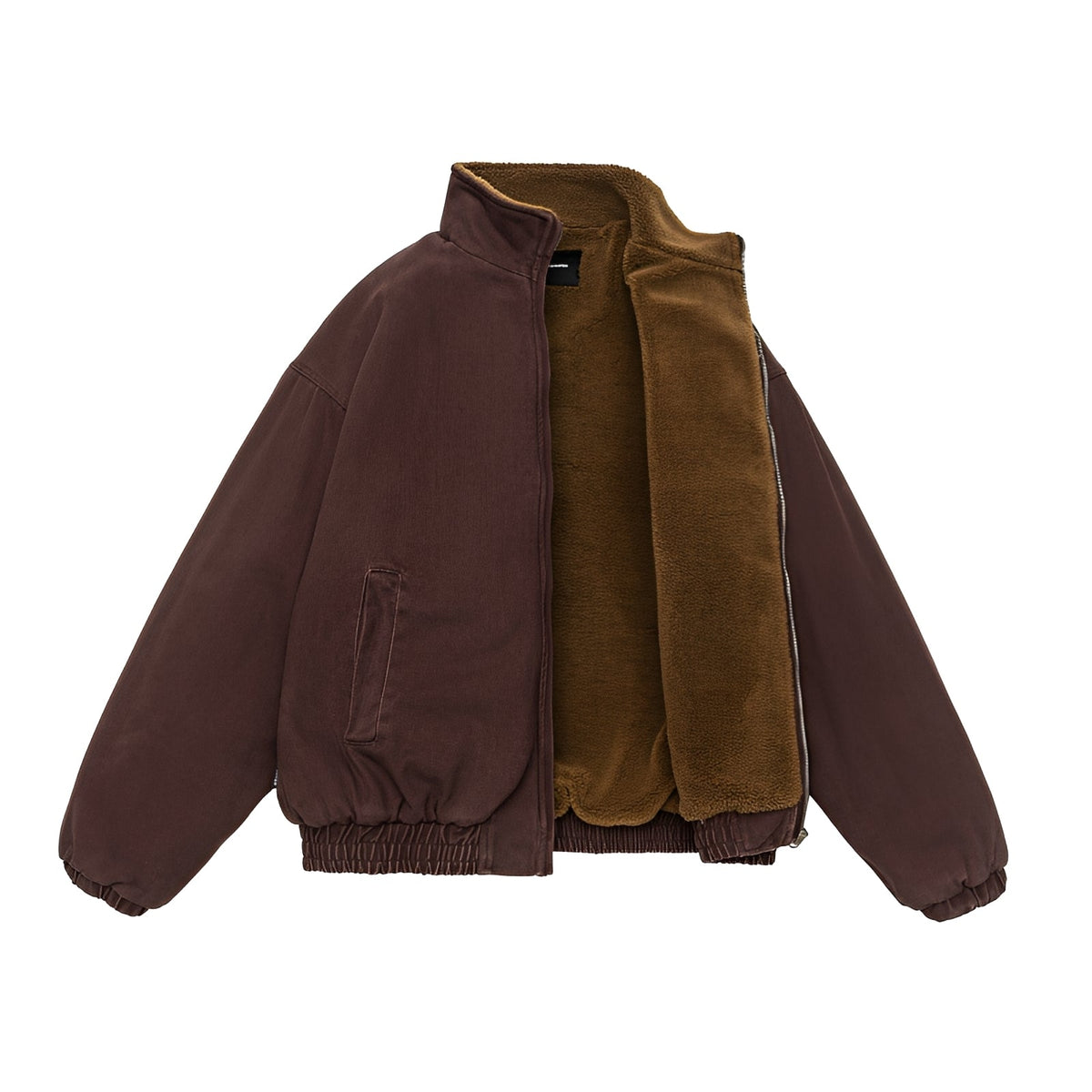 Men's Casual Jacket with Zipper Oversized Cut Stand-Up Collar
