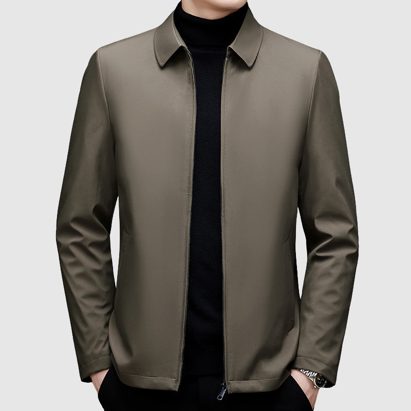 Men's Casual Jacket with Zipper and Polo Collar - Regular Fit