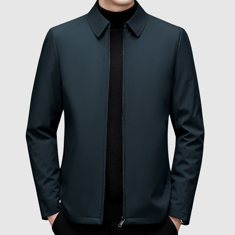 Men's Casual Jacket with Zipper and Polo Collar - Regular Fit