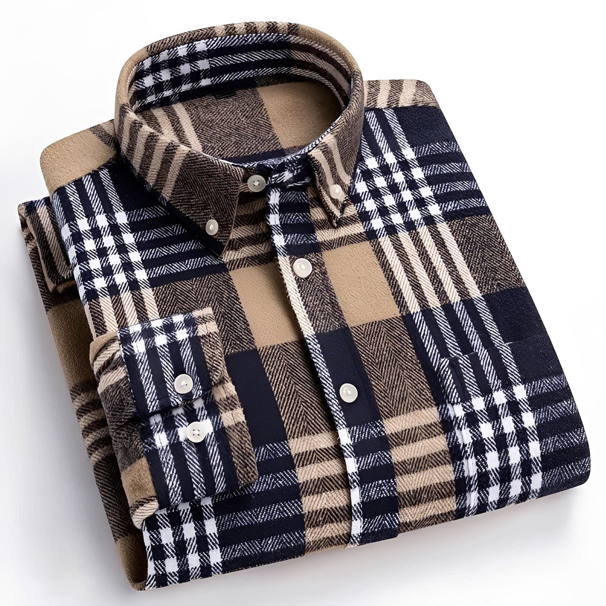 Men's shirt with button-down collar - Check pattern, relaxed fit