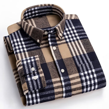 Men's shirt with button-down collar - Check pattern, relaxed fit