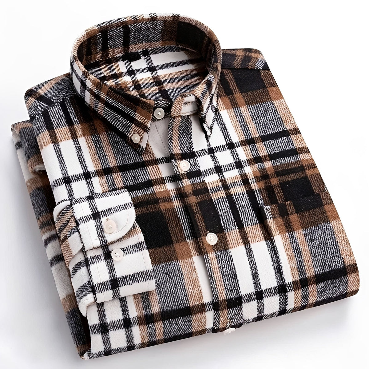 Men's shirt with button-down collar - Check pattern, relaxed fit
