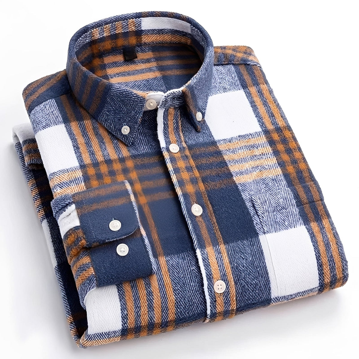 Men's shirt with button-down collar - Check pattern, relaxed fit