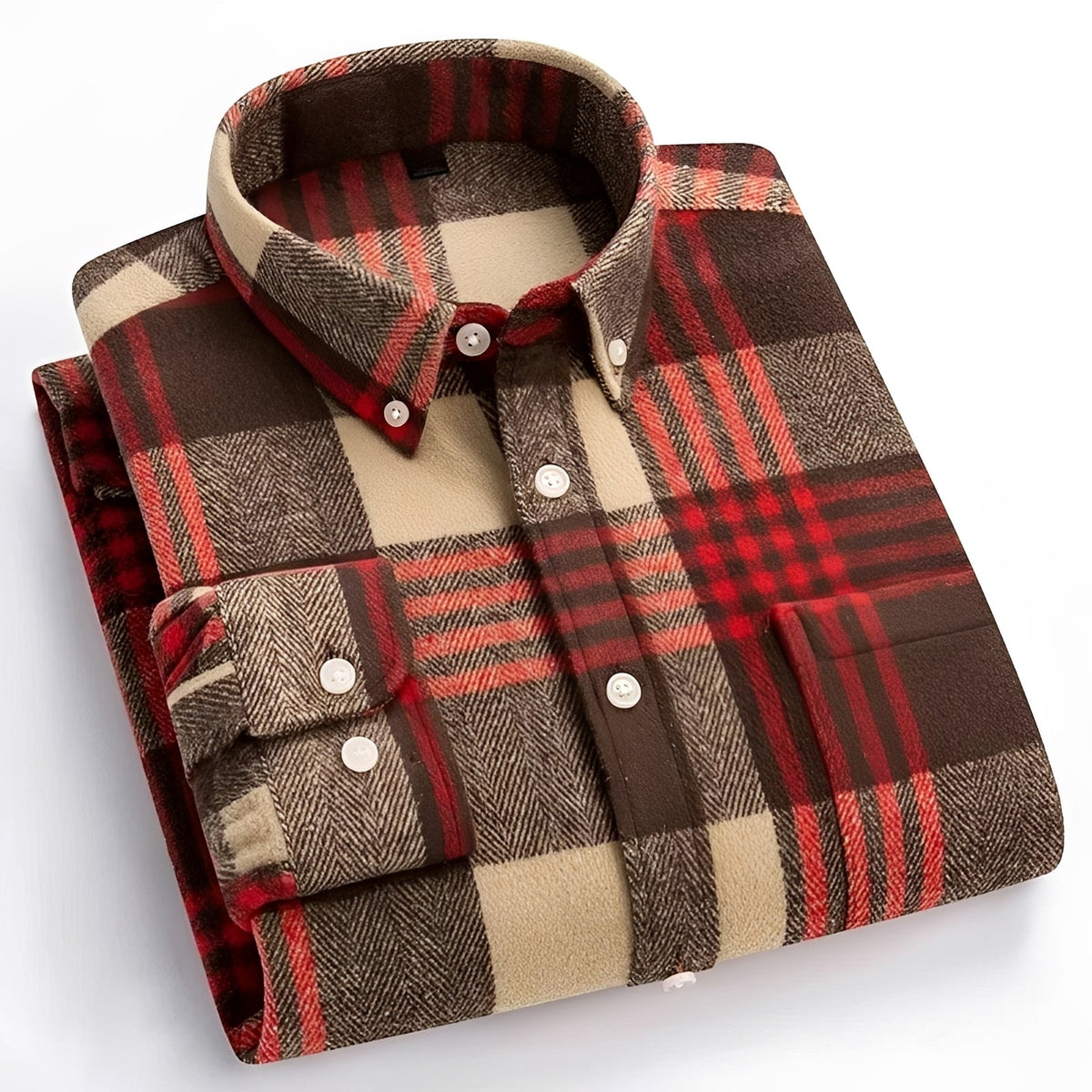 Men's shirt with button-down collar - Check pattern, relaxed fit