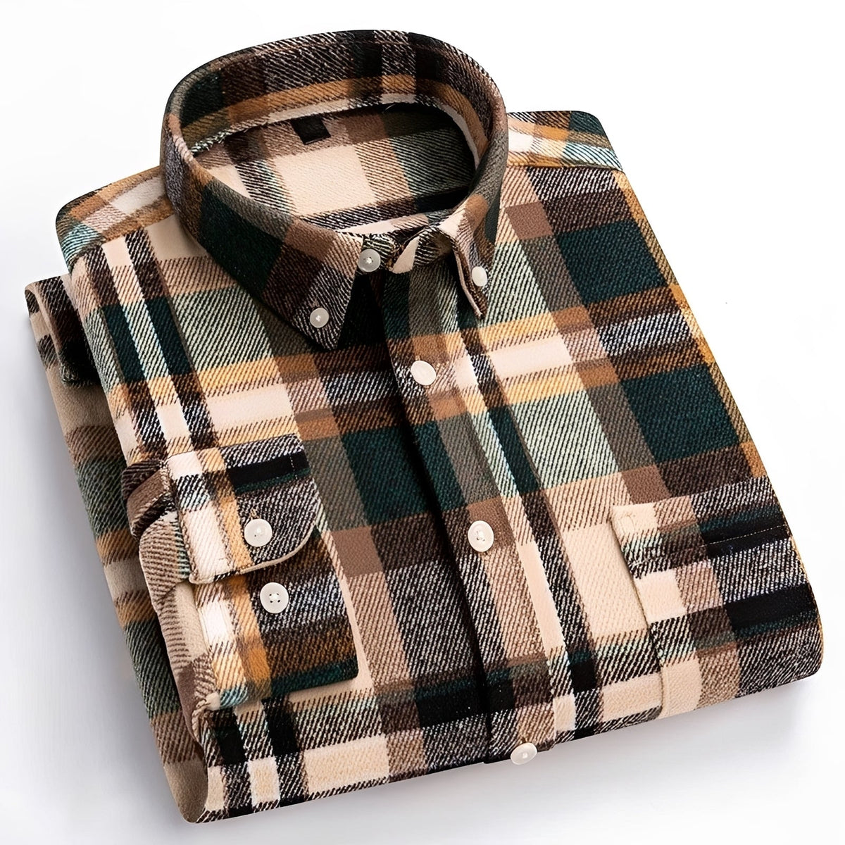 Men's shirt with button-down collar - Check pattern, relaxed fit