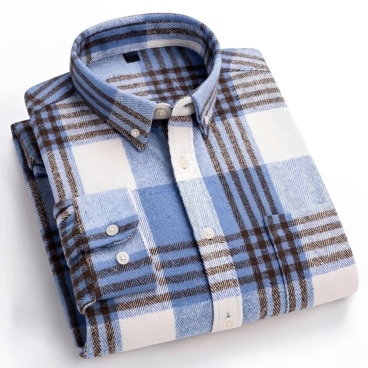 Men's shirt with button-down collar - Check pattern, relaxed fit