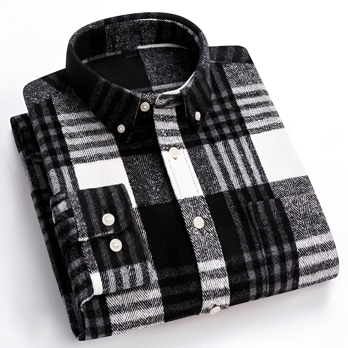Men's shirt with button-down collar - Check pattern, relaxed fit