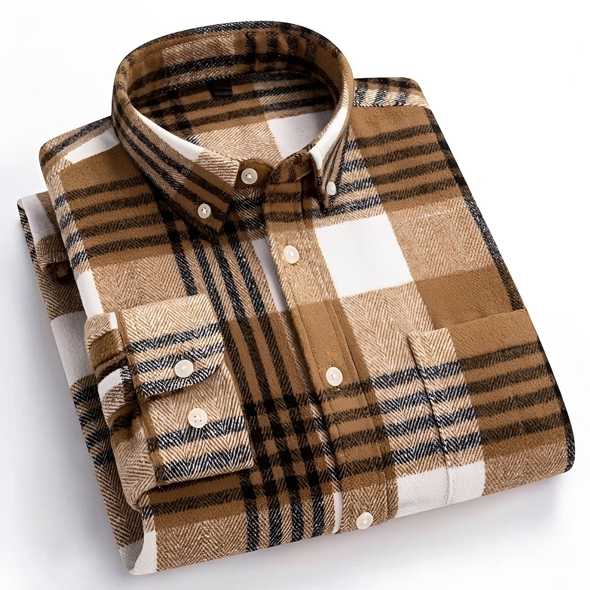 Men's shirt with button-down collar - Check pattern, relaxed fit