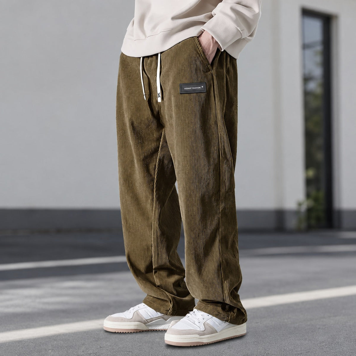 Men's Pants Relaxed Fit with Drawstring and Side Pockets
