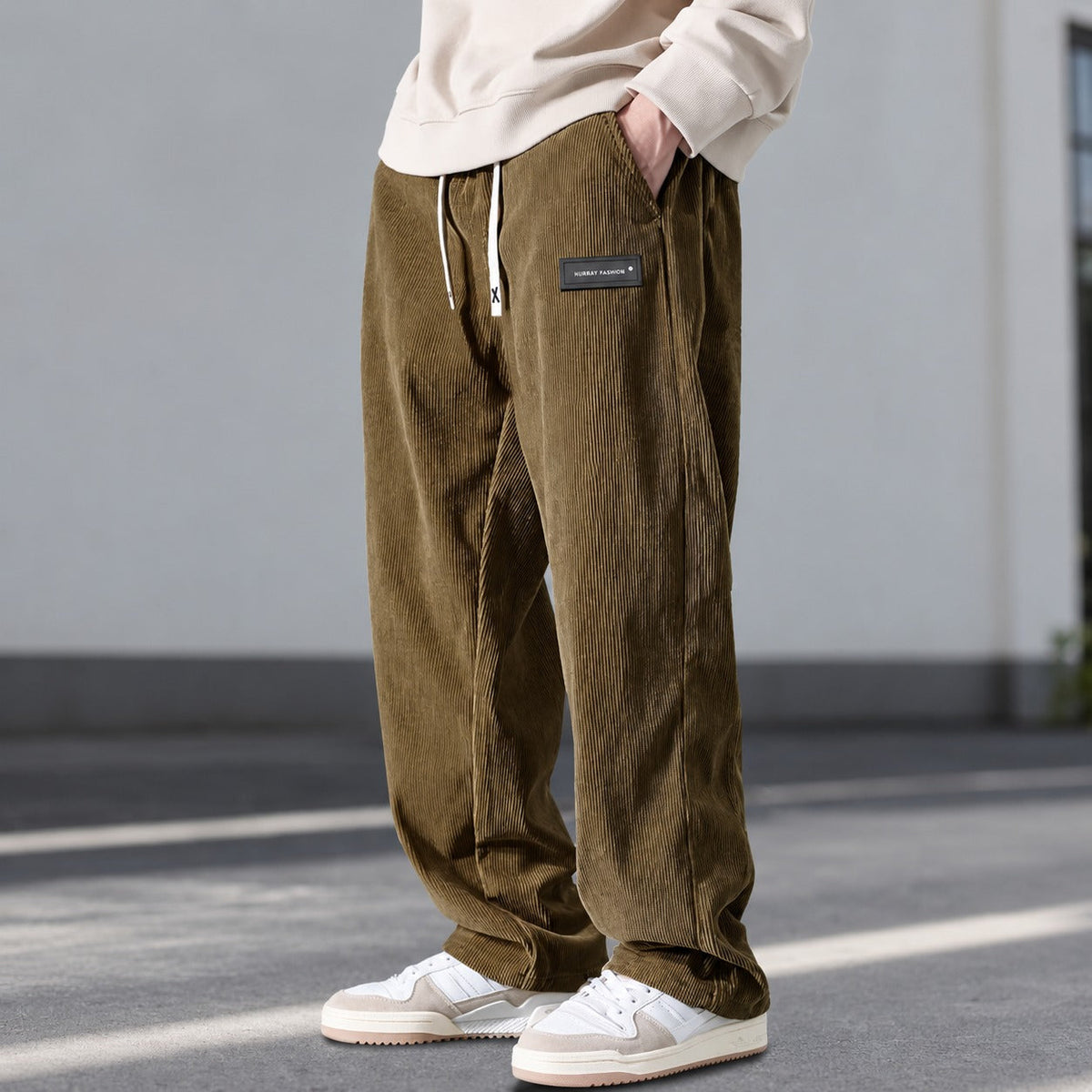 Men's Pants Relaxed Fit with Drawstring and Side Pockets